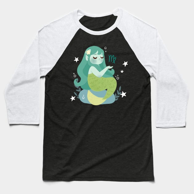 Virgo Mermaid Baseball T-Shirt by Lobomaravilha